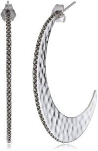 Judith Jack Silver Halo Sterling Silver and Marcasite Hammered Hoop Earrings Judith Jack Silver Halo Sterling Silver and Marcasite Hammered Hoop Earrings
