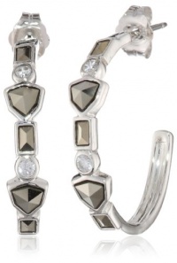 Judith Jack Purple Moon Sterling Silver and Marcasite Hoop Earrings Judith Jack Purple Moon Sterling Silver and Marcasite Hoop Earrings