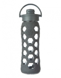 Lifefactory 22-Ounce Glass Beverage Bottle with Flip Top Cap, Carbon Lifefactory 22-Ounce Glass Beverage Bottle with Flip Top Cap, Carbon