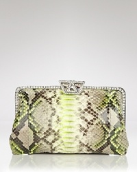 Embrace your exotic instincts with this genuine python clutch from Clara Kasavina. With a crystal embellished frame, this ultraluxe bag is the perfect partner for your finest jewels. Embrace your exotic instincts with this genuine python clutch from Clara Kasavina. With a crystal embellished frame, this ultraluxe bag is the perfect partner for your finest jewels.