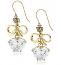 Juicy Couture CZ Crystal Heart & Bow Love Story Drop Earring Gold YJRUS644 Juicy Couture CZ Crystal Heart & Bow Love Story Drop Earring Gold YJRUS644
