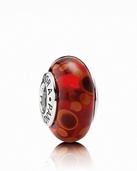 A bubbly pattern on murano glass adds an effervescent element to your bracelet. Logo-engraved sterling silver trim displays the PANDORA signature. A bubbly pattern on murano glass adds an effervescent element to your bracelet. Logo-engraved sterling silver trim displays the PANDORA signature.