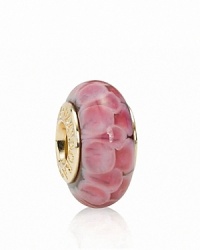 A murano glass charm with a romantic petal pattern brings bold color and glossy texture to your bracelet. Logo-engraved 14K gold trim expresses the PANDORA signature. A murano glass charm with a romantic petal pattern brings bold color and glossy texture to your bracelet. Logo-engraved 14K gold trim expresses the PANDORA signature.