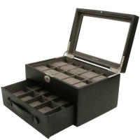 Watch Box Storage Case Leather For 20 Watches With Lucite Window by Tech Swiss Watch Box Storage Case Leather For 20 Watches With Lucite Window by Tech Swiss