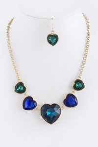 Fashion Jewelry - FACETED HEART JEWEL NECKLACE SET - By Fashion Destination | Free Shipping (Blue/Green) Fashion Jewelry - FACETED HEART JEWEL NECKLACE SET - By Fashion Destination | Free Shipping (Blue/Green)