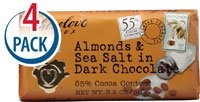Chocolove Dark Chocolate Bar with Almonds and Sea Salt -- 3.2 oz Each / Pack of 4 Chocolove Dark Chocolate Bar with Almonds and Sea Salt -- 3.2 oz Each / Pack of 4