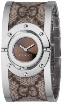 Gucci Women's YA112425 Twirl Medium Beige and Ebony GG Plus Bangle Watch Gucci Women's YA112425 Twirl Medium Beige and Ebony GG Plus Bangle Watch