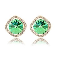 Contessa Bella Fancy Genuine 18k Gold Plated Green and Clear Swarovski Austrian Crystal Elements Beautiful Framed Round Stone Pierced Stud Post Women Earrings Elegant Crystal Fashion Jewelry Contessa Bella Fancy Genuine 18k Gold Plated Green and Clear Swarovski Austrian Crystal Elements Beautiful Framed Round Stone Pierced Stud Post Women Earrings Elegant Crystal Fashion Jewelry
