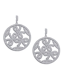 Platinum vermeil and cubic zirconia are all wrapped up in pretty bows on these feminine-fabulous circle earrings from Crislu. Platinum vermeil and cubic zirconia are all wrapped up in pretty bows on these feminine-fabulous circle earrings from Crislu.