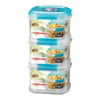 Lock&Lock BPA Free Rectangular 3-Piece Stackable Container Set with Silicone Sealing and Interlocking Flaps, 2-1/2-Cup, 20 Fluid Ounce Lock&Lock BPA Free Rectangular 3-Piece Stackable Container Set with Silicone Sealing and Interlocking Flaps, 2-1/2-Cup, 20 Fluid Ounce