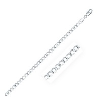 Rhodium Plated 3.7mm 925 Sterling Silver Curb Style Chain Rhodium Plated 3.7mm 925 Sterling Silver Curb Style Chain