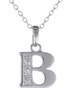Sterling Silver Simulated Diamond Initial B Pendant Necklace, 18