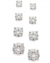 B. Brilliant Sterling Silver Earrings Set, Cubic Zirconia Set of Four Stud Earrings