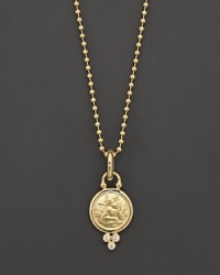 18K yellow gold angel pendant with signature diamond granulation. Designed by Temple St. Clair. 18K yellow gold angel pendant with signature diamond granulation. Designed by Temple St. Clair.