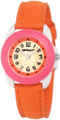 Sprout Women's ST/1042PKIVOR Orange Organic Cotton Strap Bamboo Dial Eco-Friendly Watch Sprout Women's ST/1042PKIVOR Orange Organic Cotton Strap Bamboo Dial Eco-Friendly Watch