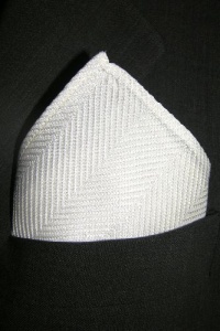 Off White Herringbone Silk Pocket Square - Full-Sized 16x16 Off White Herringbone Silk Pocket Square - Full-Sized 16x16