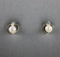 Givenchy Earrings, Silver-Tone Small Pearl Heart with Crystal Accent Stud Earrings Givenchy Earrings, Silver-Tone Small Pearl Heart with Crystal Accent Stud Earrings