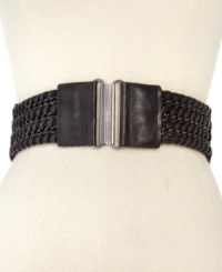 Get linked in and channel your inner rocker-chic with this faux leather stretch belt from Steve Madden that adds a little edge to any outfit. Get linked in and channel your inner rocker-chic with this faux leather stretch belt from Steve Madden that adds a little edge to any outfit.