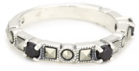 Judith Jack Geometric 2 Sterling Silver and Marcasite Accented with Onyx Stones Stackable Rings Judith Jack Geometric 2 Sterling Silver and Marcasite Accented with Onyx Stones Stackable Rings