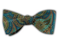 100% Silk Printed Teal Paisley Presentation Self- Tie Bow Tie 100% Silk Printed Teal Paisley Presentation Self- Tie Bow Tie
