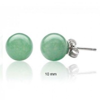 Bling Jewelry 925 Sterling Silver Jade Gemstone Ball Stud Earrings 10mm