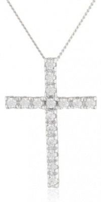 Sterling Silver Swarovski Cubic Zirconia Cross Pendant Necklace, 18 Sterling Silver Swarovski Cubic Zirconia Cross Pendant Necklace, 18