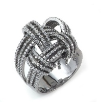 CleverEve 2013 Fall Winter Designer Series .925 Sterling Silver Black Rhodium Plated & CZ Weave Basket Woken Cocktail Ring (From Size 6 to 8) CleverEve 2013 Fall Winter Designer Series .925 Sterling Silver Black Rhodium Plated & CZ Weave Basket Woken Cocktail Ring (From Size 6 to 8)