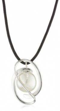 Majorica 14mm Coin Leather Embrace Necklace, 16-18 Majorica 14mm Coin Leather Embrace Necklace, 16-18