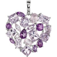 CleverEve 2013 Luxury Series Sterling Silver 7.60 grams Heart Pendant 39X30X6mm Genuine Pink Quartz, Amethyst And Rose De France Genuine Multiple Gemstone Pendant Enhancer CleverEve 2013 Luxury Series Sterling Silver 7.60 grams Heart Pendant 39X30X6mm Genuine Pink Quartz, Amethyst And Rose De France Genuine Multiple Gemstone Pendant Enhancer