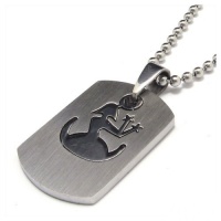 Atlas Jewels Silver Tone Stainless Steel Astrology Virgo Dog Tag Pendant Necklace