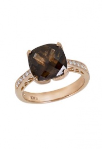 Effy Jewlery 14K Rose Gold Smokey Quartz and Diamond Ring, 3.64 TCW Ring size 7