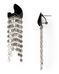 Add instant edge to any outfit with Giles & Brother's hematite-plated earrings. With cascade chain detailing, this pair is dramatic set against a dainty dress and tied back hair.