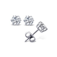 Six Prong Sterling Silver Stud Earrings 2.00 Carat Total Weight. 1.00 Carat Each Stone. Heavy Quality Basket Settings Six Prong Sterling Silver Stud Earrings 2.00 Carat Total Weight. 1.00 Carat Each Stone. Heavy Quality Basket Settings