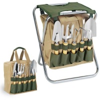 Picnic Time 5-Piece Garden Tool Set With Tote And Folding Seat Picnic Time 5-Piece Garden Tool Set With Tote And Folding Seat
