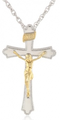 Sterling Silver Two-Tone Ornate Crucifix Cross Pendant Necklace , 22 Sterling Silver Two-Tone Ornate Crucifix Cross Pendant Necklace , 22