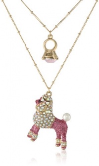 Betsey Johnson Paris is Always a Good Idea Poodle and Ring 2-Row Necklace, 19