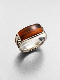 A modern style statement, in sterling silver with chevron detail and highlighted with a tiger's eye inlay.Sterling silverTiger's eyeAbout 1 diamImported A modern style statement, in sterling silver with chevron detail and highlighted with a tiger's eye inlay.Sterling silverTiger's eyeAbout 1 diamImported
