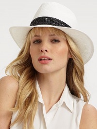 A bold, bejeweled brim lends a modern update to this timeless silhouette.PaperBrim, about 2½ wideMade in Italy of imported fabric