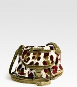 An exotic leopard print covers this slouchy flap-top style, pairing lustrous pony hair with extra-soft suede. Adjustable suede shoulder strap, 19-24 dropTop handle, 6 dropMagnetic flap closureOne outside zip pocketOne inside open pocketThree credit card slotsCotton lining5W X 7H X 2DImported