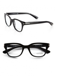 A modern, masculine frame in lightweight acetate with signature logo temples. Available in shiny black.Logo templesMade in Italy Please note: Non-prescriptive lens. 