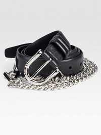 Shiny chain links and edgy stud detail defines this modern classic finished in rich Italian leather.LeatherAbout 1 wideMade in Italy Shiny chain links and edgy stud detail defines this modern classic finished in rich Italian leather.LeatherAbout 1 wideMade in Italy