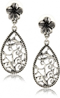 1928 Jewelry Silver Scrolls Floral Teardrop Earrings 1928 Jewelry Silver Scrolls Floral Teardrop Earrings