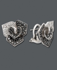 Flirty earrings in contrasting colors are the perfect last-minute touch. Effy Collection's chic studs feature a pretty flower design in round-cut black diamonds (1-1/3 ct. t.w.) and round-cut white diamonds (1/2 ct. t.w.). Set in 14k white gold. Approximate diameter: 1/2 inch. Flirty earrings in contrasting colors are the perfect last-minute touch. Effy Collection's chic studs feature a pretty flower design in round-cut black diamonds (1-1/3 ct. t.w.) and round-cut white diamonds (1/2 ct. t.w.). Set in 14k white gold. Approximate diameter: 1/2 inch.