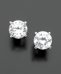 Add sparkling style and polish with round-cut cubic zirconia stud earrings (2 ct. t.w.) by B. Brilliant. Set in sterling silver with rhodium plating. Add sparkling style and polish with round-cut cubic zirconia stud earrings (2 ct. t.w.) by B. Brilliant. Set in sterling silver with rhodium plating.