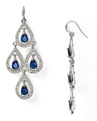 Deep blue stones and rhodium plated metal form an elegant cascade on this pair of earrings from Carolee. With it's refined vibe and chandelier-style design, this pair is ready to dress up your evening. Deep blue stones and rhodium plated metal form an elegant cascade on this pair of earrings from Carolee. With it's refined vibe and chandelier-style design, this pair is ready to dress up your evening.