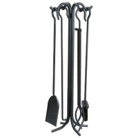 Panacea 15001 Wrought Iron Fireplace Toolset, Black, Pack of 5