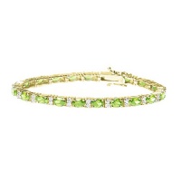 Studio 925 Peridot CZ Oval 18k Yellow Gold Vermeil Sterling Silver Tennis Bracelet