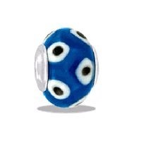 Light Blue Dot Italian Glass European/Memory Charm Double Sterling Layered Bead - Fits Pandora Bracelets Light Blue Dot Italian Glass European/Memory Charm Double Sterling Layered Bead - Fits Pandora Bracelets