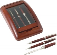 Alex Navarra 3pc Pen,pencil and Letter Opener in a Wood and Glass Case Alex Navarra 3pc Pen,pencil and Letter Opener in a Wood and Glass Case