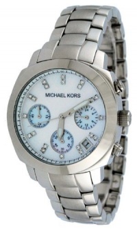 Michael Kors Watches Mother of Pearl Silver Chrono with Stones (Silver) Michael Kors Watches Mother of Pearl Silver Chrono with Stones (Silver)
